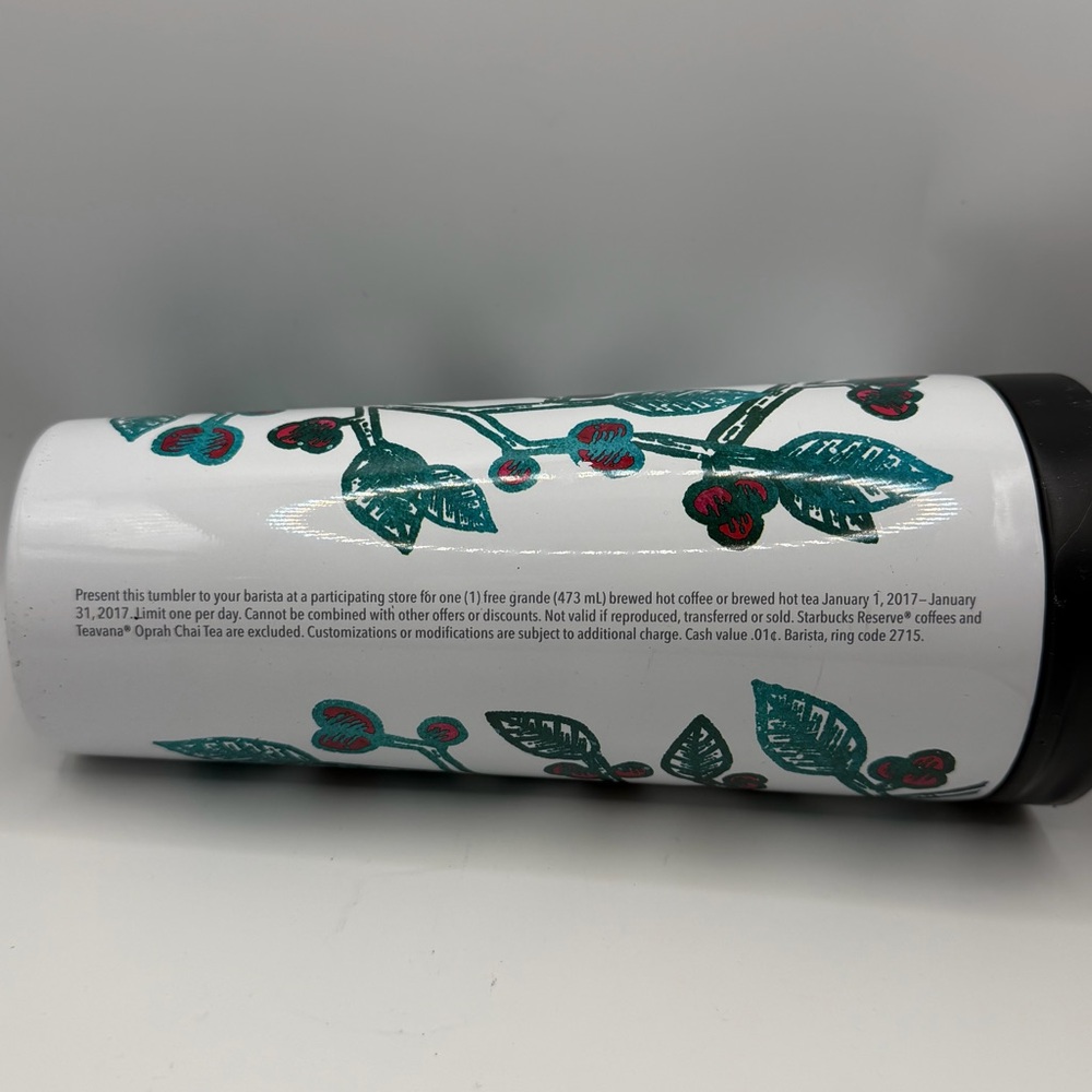 Starbucks 2016 holiday insulated stainless steel tumbler White Holly Berry 16 oz - Picture 5 of 8